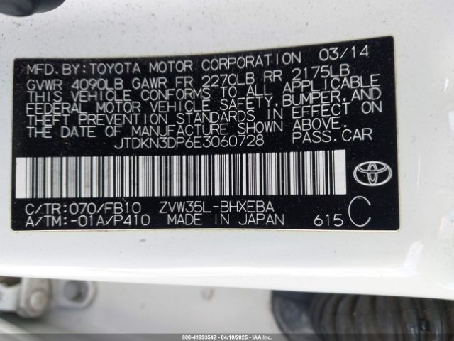JTDKN3DP6E3060728 Toyota PRIUS PLUG-IN
