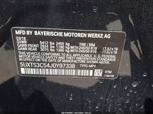 5UXTS3C54J0Y97338 BMW X3 M40i