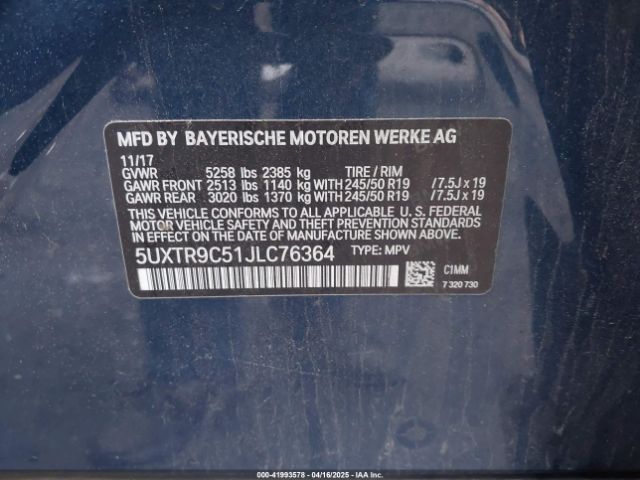 5UXTR9C51JLC76364 BMW X3 Xdrive30i