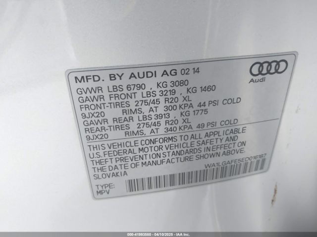 WA1LGAFE5ED016187 Audi Q7 3.0t Premium