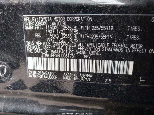 JTMA1RFV8LD061781 Toyota Rav4 Xle Premium