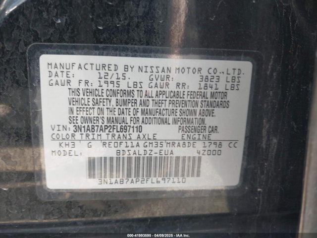 Nissan Sentra 2015 3N1AB7AP2FL697110 Image 9