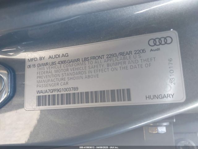 WAUA7GFF9G1003789 Audi A3 1.8t Premium