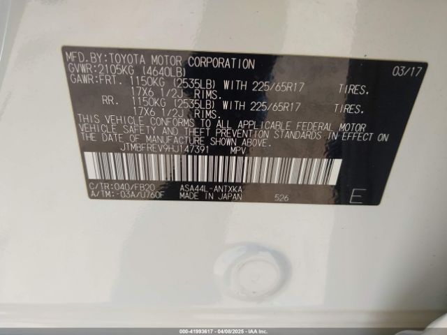 JTMBFREV9HJ147391 Toyota RAV4 LE