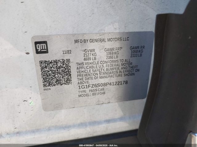 1G1FZ6S08P4122178 Chevrolet Bolt Euv Fwd Premier