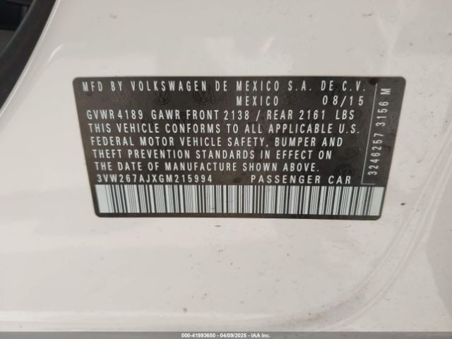 3VW267AJXGM215994 Volkswagen Jetta 1.4t S