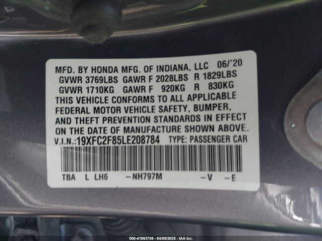 19XFC2F85LE208784 Honda Civic Sport