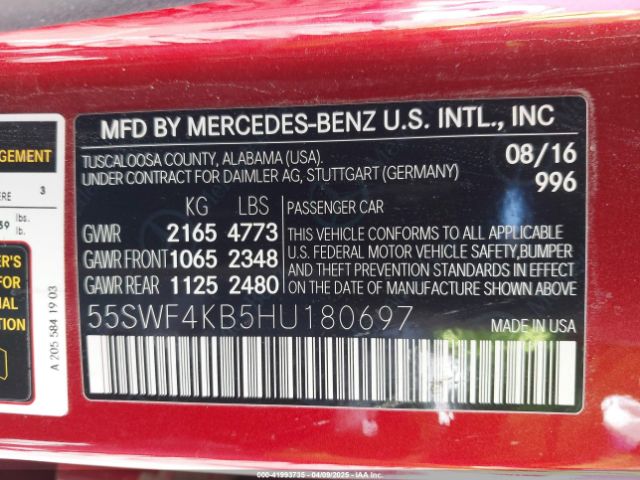 55SWF4KB5HU180697 Mercedes-Benz C 300 4matic/luxury 4matic/sport 4matic