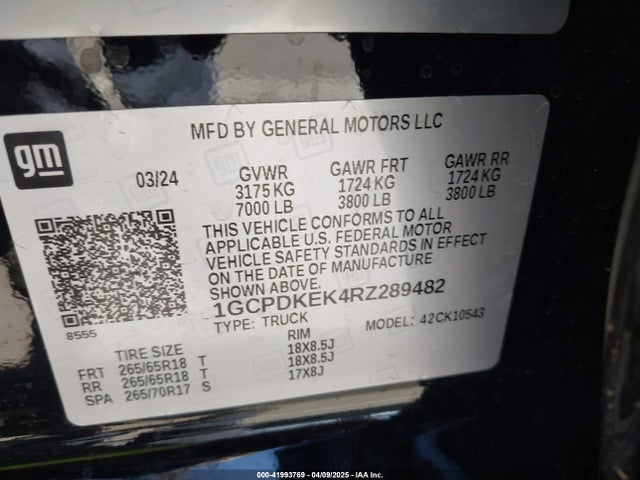 1GCPDKEK4RZ289482 Chevrolet Silverado 1500 4wd  Short Bed Lt With 2fl