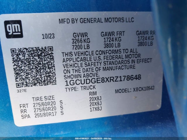 1GCUDGE8XRZ178648 Chevrolet Silverado 1500 4wd  Short Bed Ltz