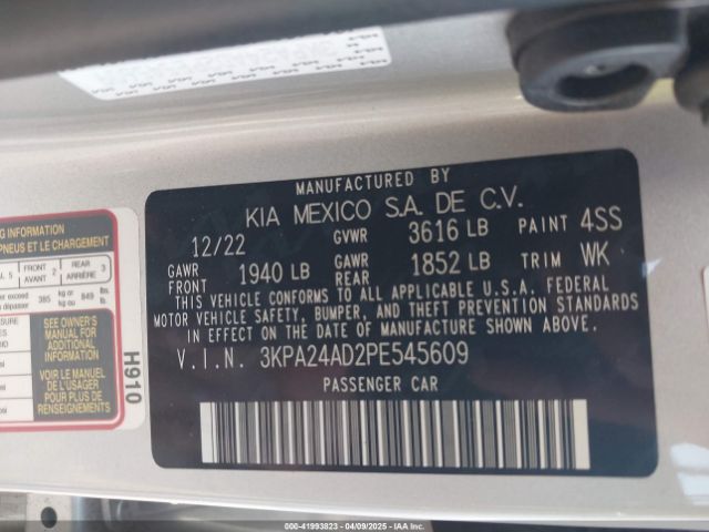 3KPA24AD2PE545609 KIA RIO S