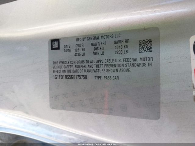 1G1FD1RS5G0175758 Chevrolet lgx - di: direct injection, vvt, alum, gen 2