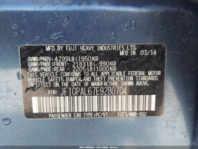JF1GPAL67E9280704 Subaru Impreza 2.0i Sport Premium