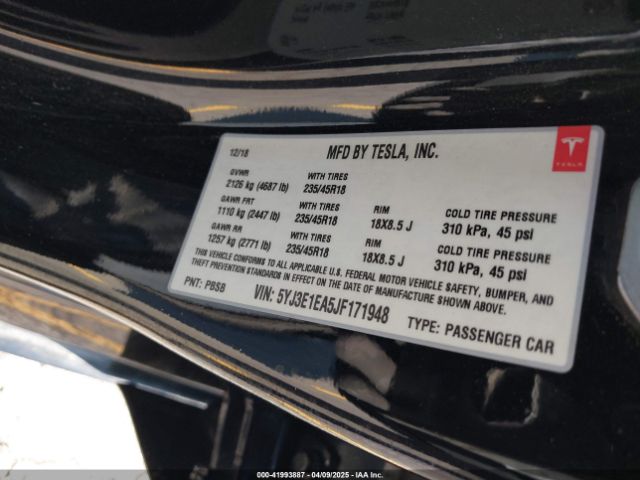 5YJ3E1EA5JF171948 Tesla MODEL 3