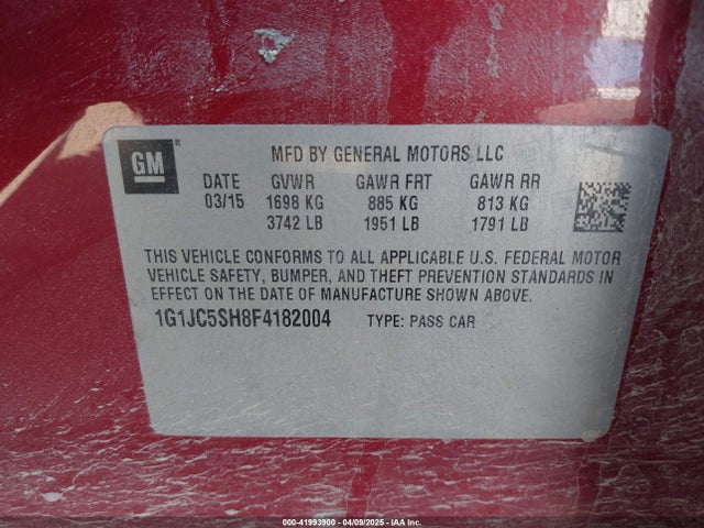 1G1JC5SH8F4182004 Chevrolet Sonic Lt Auto