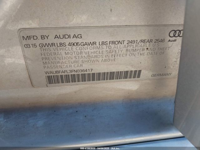 WAUBFAFL3FN036417 Audi A4 2.0t Premium