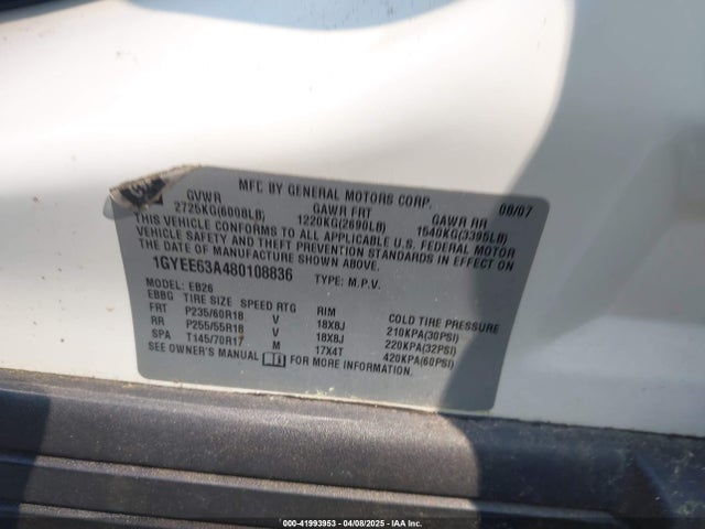 2008 CADILLAC SRX 1GYEE63A480108836 Photo 8