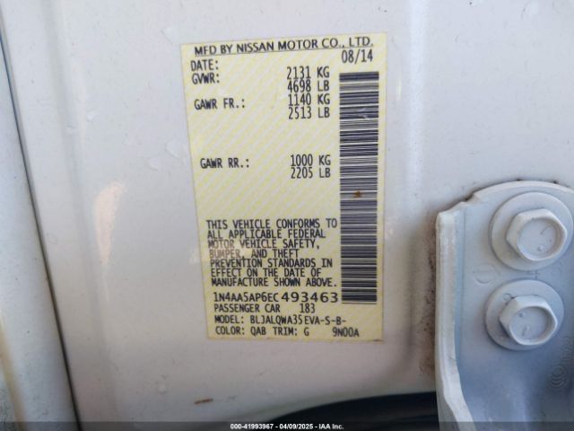 1N4AA5AP6EC493463 Nissan Maxima