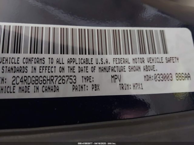 2C4RDGBG6HR726753 Dodge Grand Caravan Se