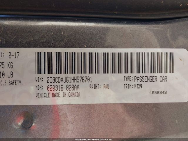 2C3CDXJG1HH576701 Dodge Charger Sxt Awd