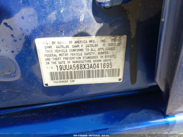 2003 ACURA TL 19UUA568X3A041695 Photo 8