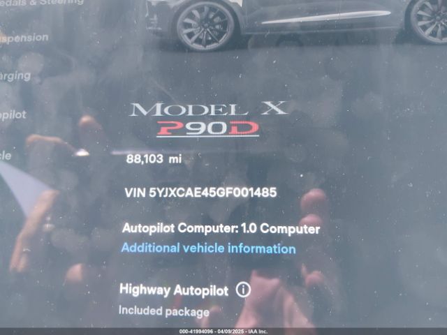 5YJXCAE45GF001485 Tesla Model X 60d/p100d/p90d
