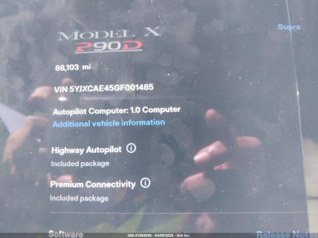 5YJXCAE45GF001485 Tesla Model X 60d/p100d/p90d