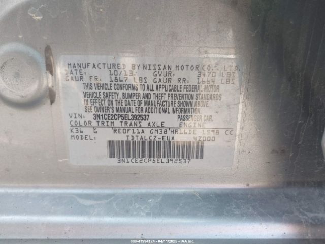3N1CE2CP5EL392537 Nissan Versa Note S Plus