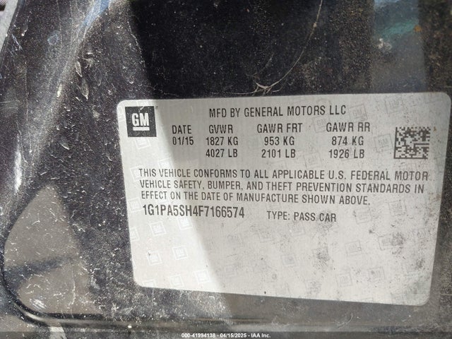 1G1PA5SH4F7166574 Chevrolet Cruze Ls Auto