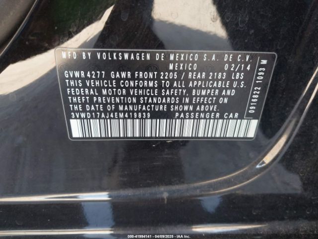 3VWD17AJ4EM419839 Volkswagen Jetta 1.8t Se