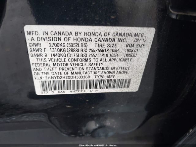 2013 ACURA MDX 2HNYD2H20DH503368 Photo 8