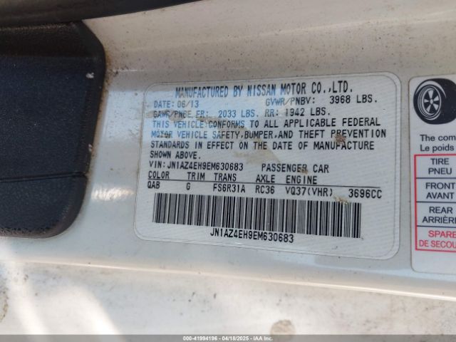 JN1AZ4EH9EM630683 Nissan 370Z
