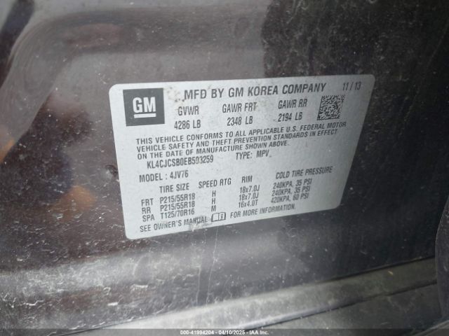 KL4CJCSB0EB593259 Buick Encore Leather