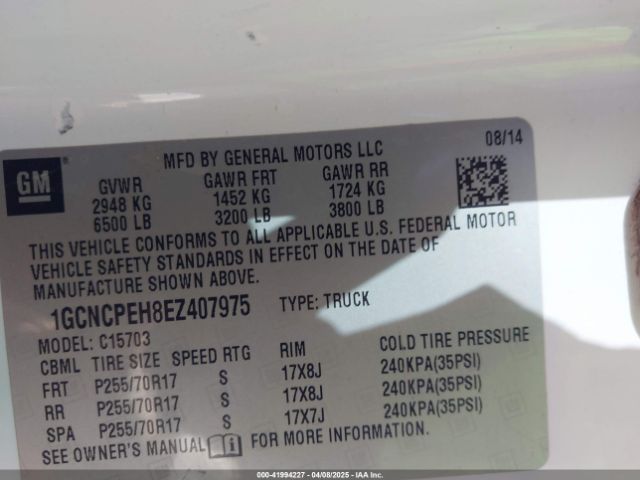 1GCNCPEH8EZ407975 Chevrolet Silverado 1500 Work Truck 1wt