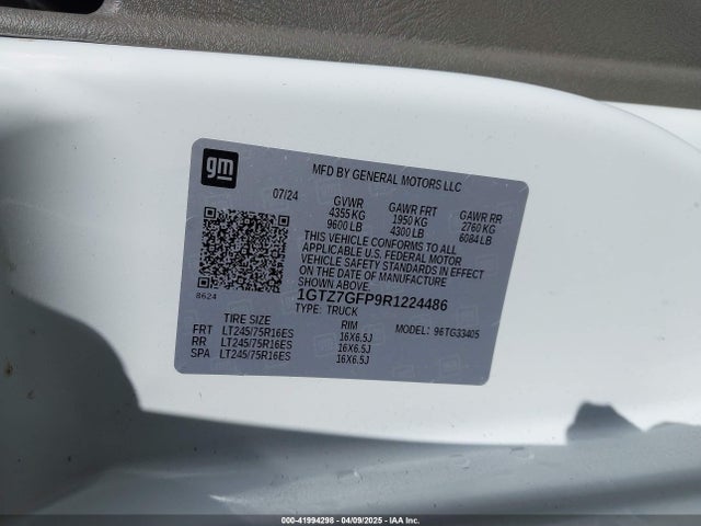 1GTZ7GFP9R1224486 GMC Savana Cargo Rwd 3500 Regular Wheelbase Work Van