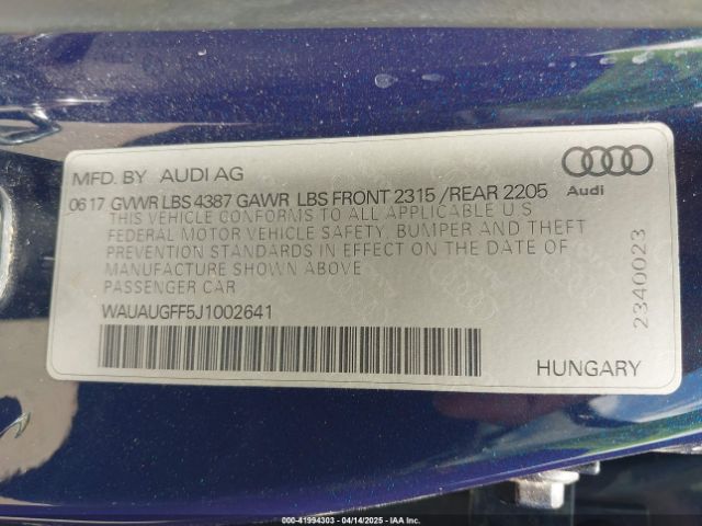WAUAUGFF5J1002641 Audi A3