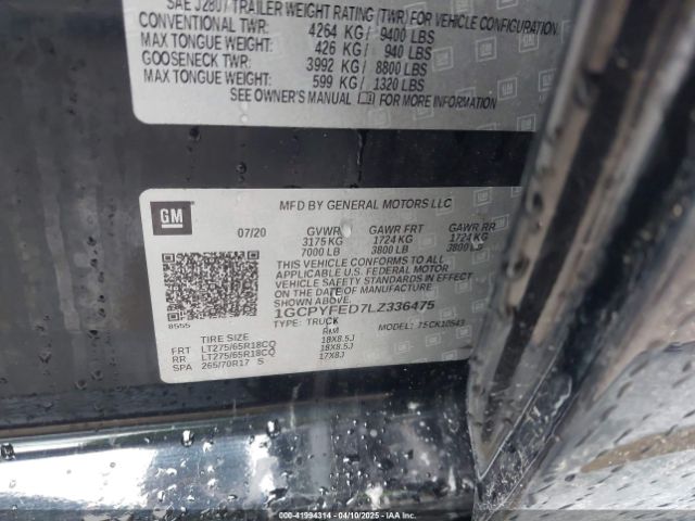 1GCPYFED7LZ336475 Chevrolet Silverado 1500