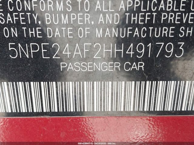 5NPE24AF2HH491793 Hyundai Sonata