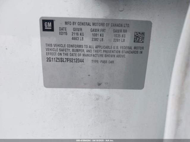 2G11Z5SL7F9212044 Chevrolet IMPALA LS