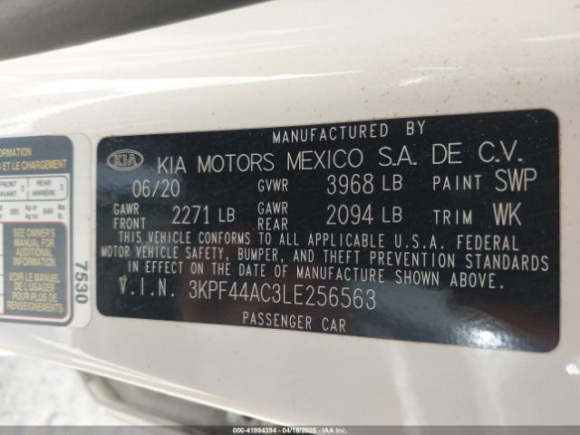 3KPF44AC3LE256563 KIA FORTE GT