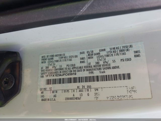 1FTFX1E54JFC65910 Ford F-150 Xl