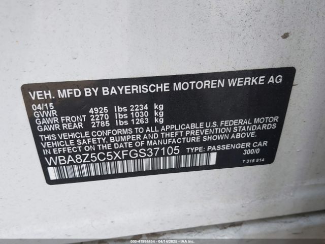 WBA8Z5C5XFGS37105 BMW 328i Gran Turismo Xdrive