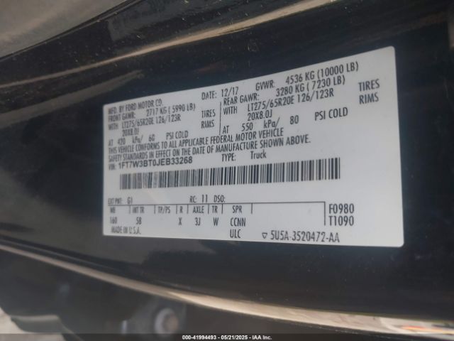 1FT7W3BT0JEB33268 Ford F-350 Lariat