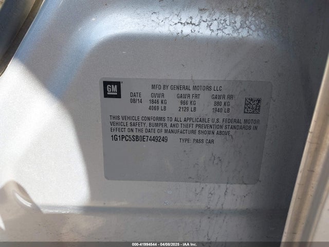 1G1PC5SB0E7449249 Chevrolet Cruze 1lt Auto