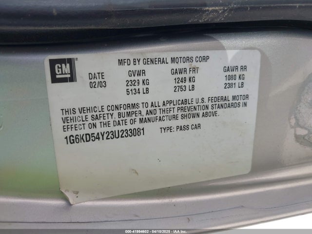 2003 CADILLAC DEVILLE 1G6KD54Y23U233081 Photo 8