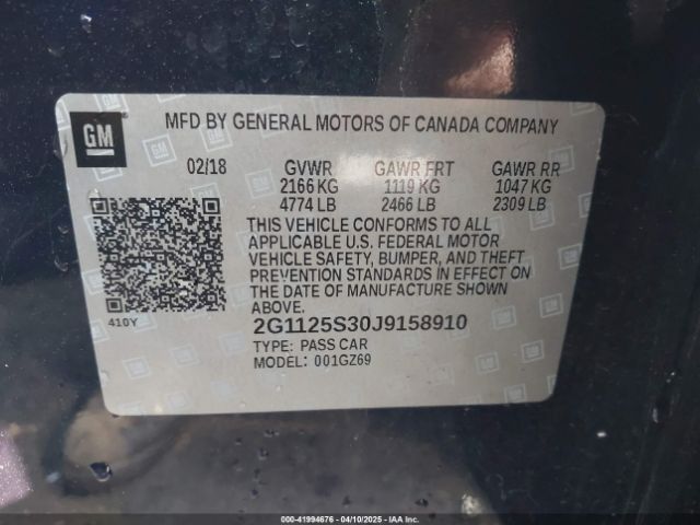 2018 CHEVROLET IMPALA 2G1125S30J9158910 Photo 8