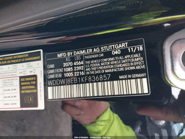 WDDWJ8EB1KF836857 Mercedes-Benz C 300 4matic