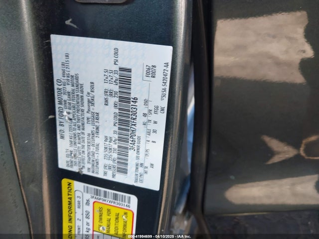 Ford FUSION SE 2015 3FA6P0H7XFR303146 Image 9