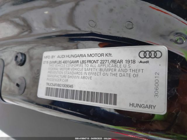 TRUC5AFV8G1009045 Audi Tt 2.0t