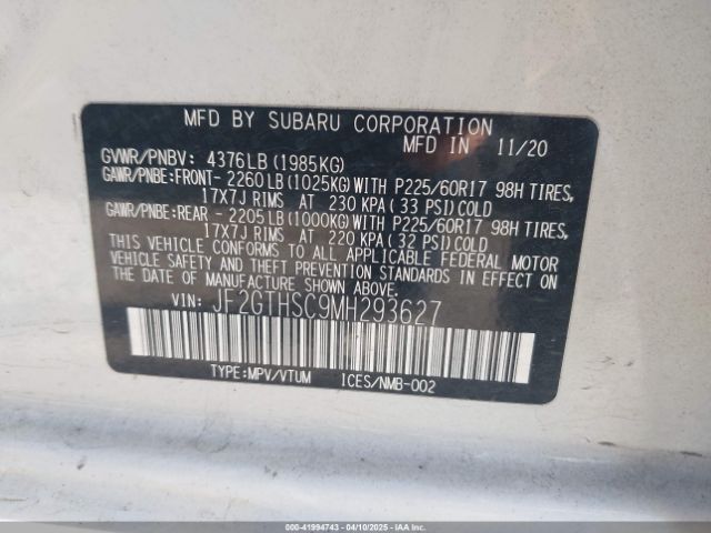 JF2GTHSC9MH293627 Subaru Crosstrek Sport